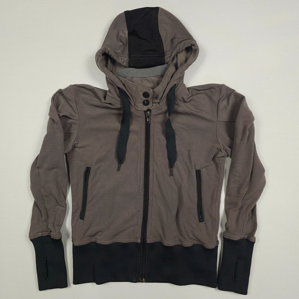 Jo+Jax Hoodie Sweatshirt Youth Girl Medium Gray Black Full Zip Dance Activewea